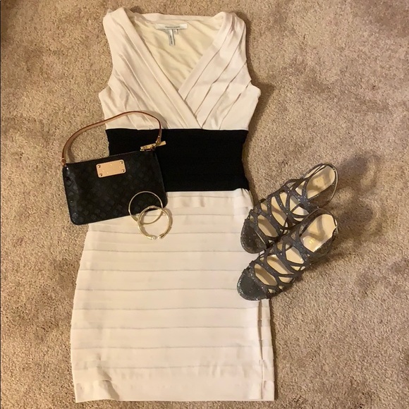 BCBG Dresses & Skirts - BCBG Max and Cleo Cream and Black Layered Dress